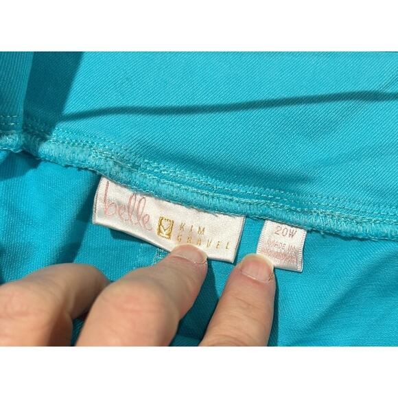 Belle by Kim Gravel TripleLuxe Twill Frayed Hem Teal Women's Pants Size 20W EUC - Picture 2 of 5